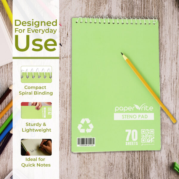 Paper Rite Steno Pad, Light Green Pack of 12 - Image 2