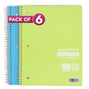 3 Subject Notebook College Ruled Pastel Green & Blue Pack of 6