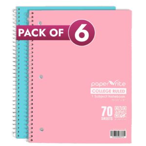 1 Subject Notebook College Ruled Pastel Blue & Red Pack of 6