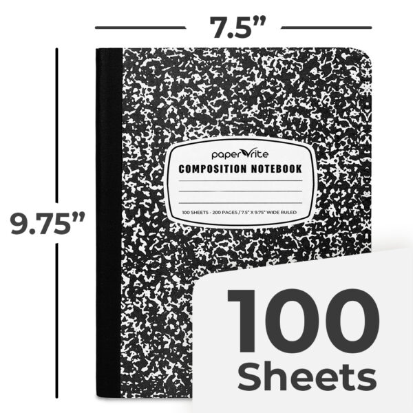 Composition Notebook Wide Ruled Black Marble Pack of 12 - Image 8