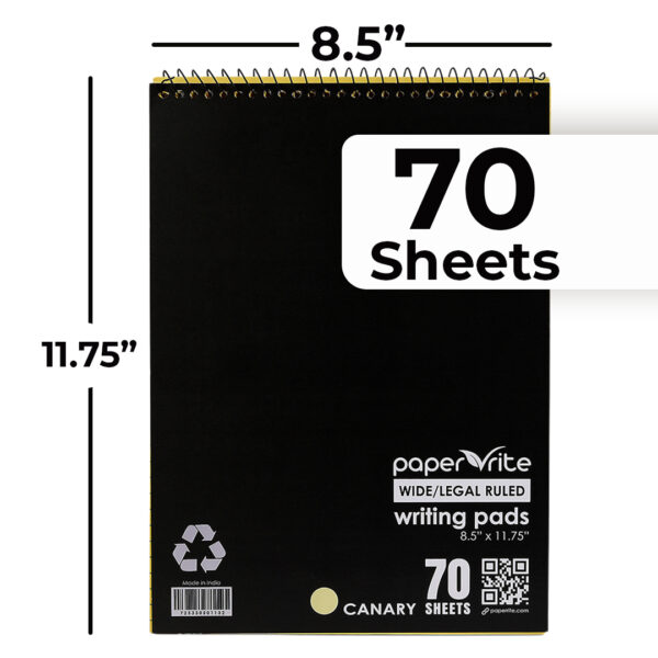 Paper Rite Legal Pad Canary Top Spiral - Image 2