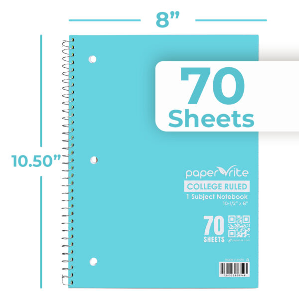 1 Subject Notebook College Ruled Pastel Blue & Red Pack of 6 - Image 2