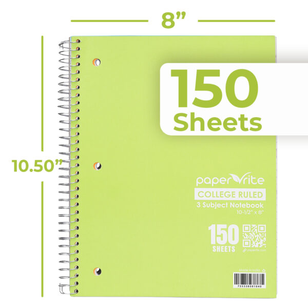3 Subject Notebook College Ruled Pastel Green & Blue Pack of 6 - Image 2