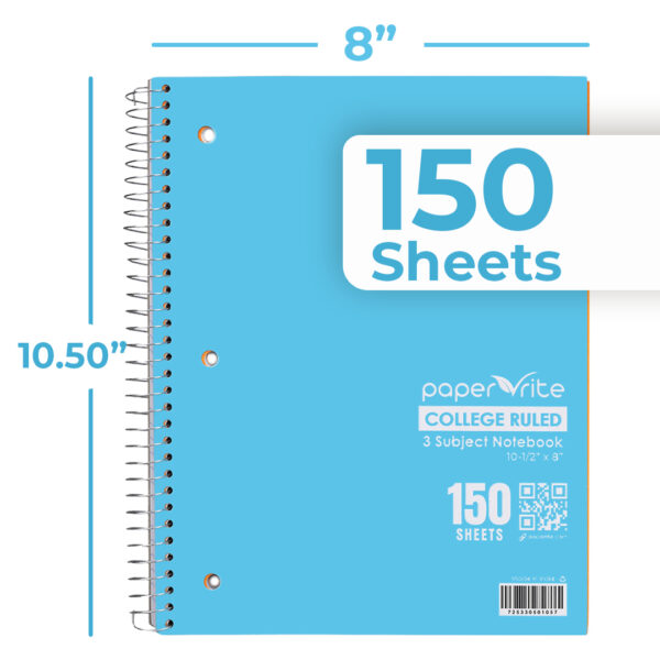 3 Subject Notebook College Ruled Pastel Green & Blue Pack of 6 - Image 6