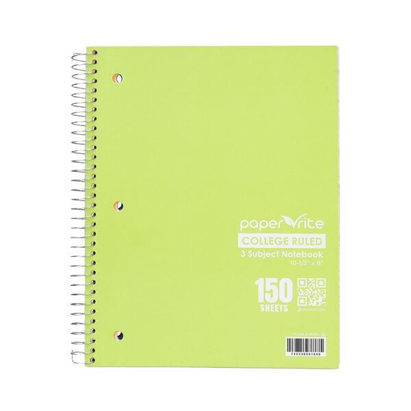 3 Subject Notebook College Ruled Pastel Green & Blue Pack of 6
