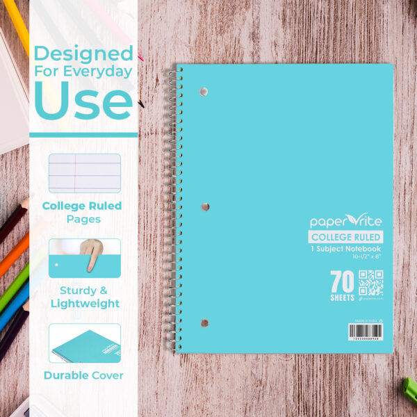 1 Subject Notebook College Ruled Pastel Blue & Red Pack of 6 - Image 4
