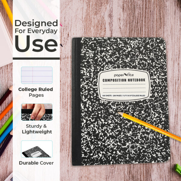 Composition Notebook College Ruled Black Marble Pack of 12 - Image 5