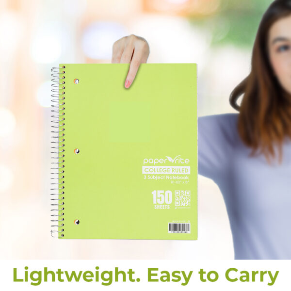 3 Subject Notebook College Ruled Pastel Green & Blue Pack of 6 - Image 3