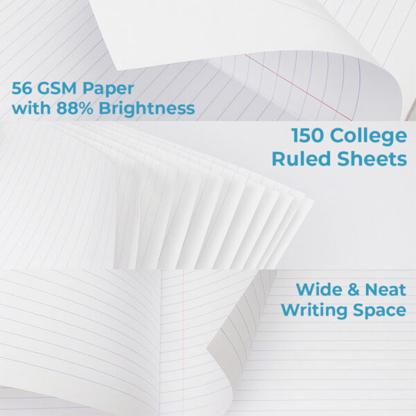 3 Subject Notebook College Ruled Pastel Green & Blue Pack of 6 - Image 8