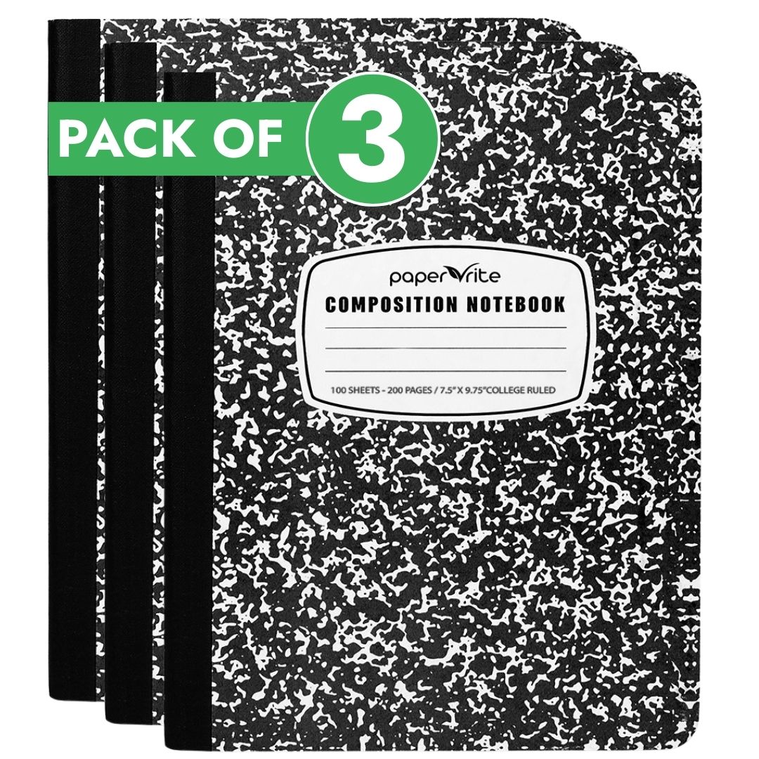 Composition Notebook College Ruled Black Marble Pack of 3