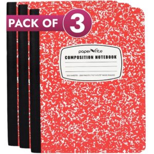 Composition Notebook | Wide Ruled | Pastel Red | Pack of 3