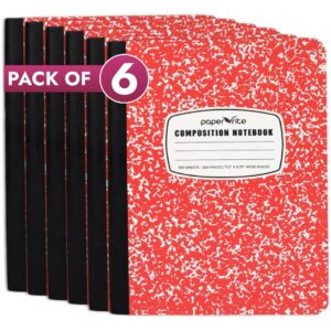 Composition Notebook | Wide Ruled | Pastel Red | Pack of 6