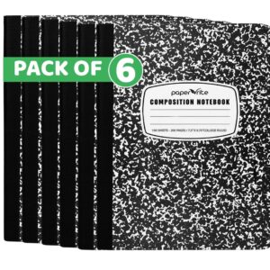 Composition Notebook College Ruled Black Marble Pack of 6