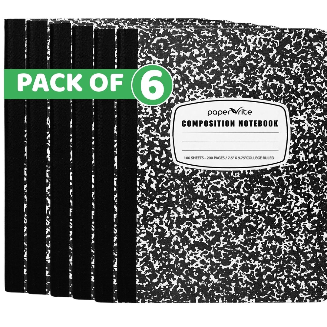 Composition Notebook College Ruled Black Marble Pack of 6