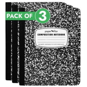 Composition Notebook Wide Ruled Black Marble Pack of 3