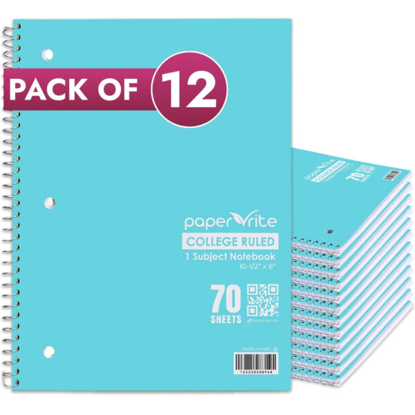 1 Subject Notebook | College Ruled | Pastel Blue | Pack of 12 ...