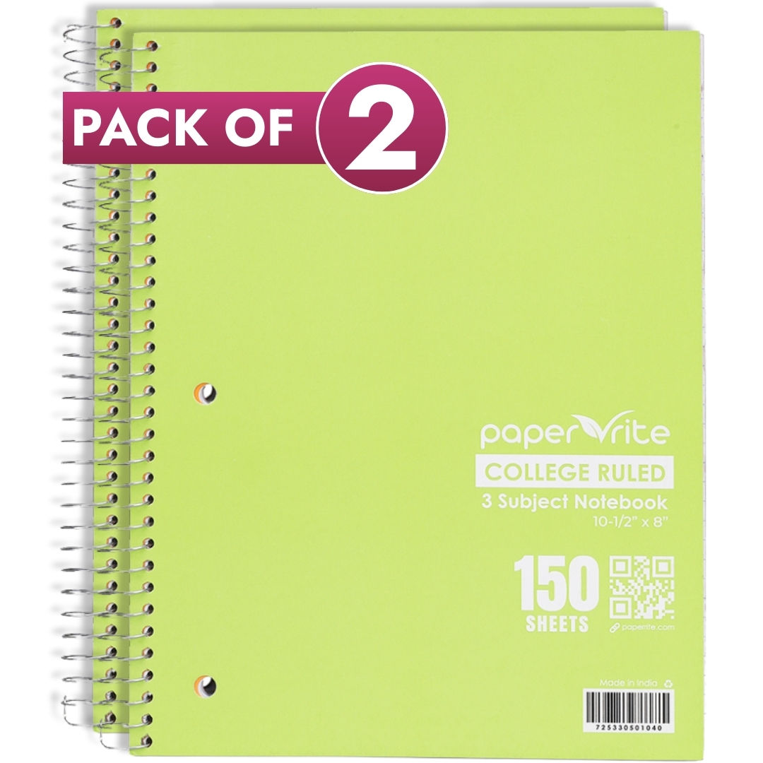 3 Subject Notebook | College Ruled | Pastel Green | Pack of 2