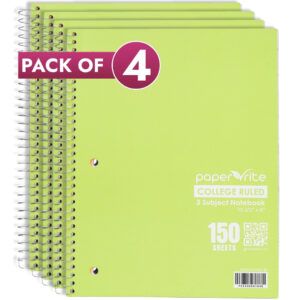 3 Subject Notebook | College Ruled | Pastel Green | Pack of 4