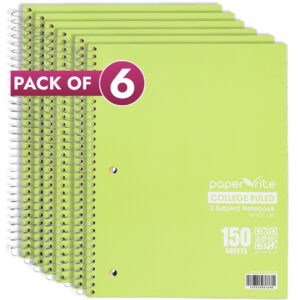3 Subject Notebook | College Ruled | Pastel Green | Pack of 6
