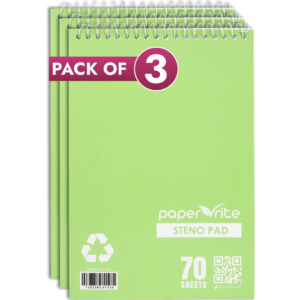 Steno Pad 6 x 9 | Light Green | 70 Sheets | Pack of 3