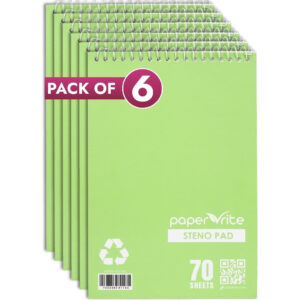 Steno Pad 6x9 | Light Green | 70 Sheets | Pack of 6