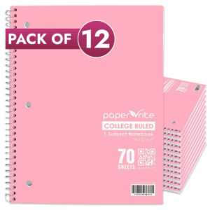1 Subject Notebook | College Ruled | Pastel Red | Pack of 12