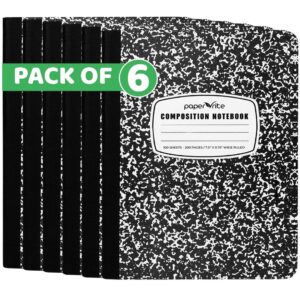 Composition Notebook Wide Ruled Black Marble Pack of 6