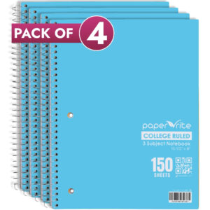 3 Subject Notebook | College Ruled | Pastel Blue | Pack of 4