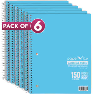 3 Subject Notebook | College Ruled | Pastel Blue | Pack of 6