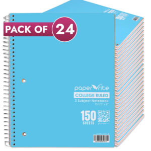 3 Subject Notebook | College Ruled | Pastel Blue | Pack of 24