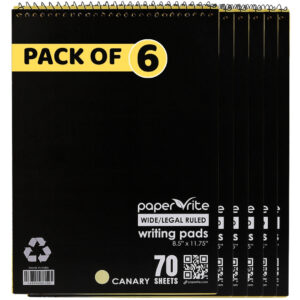 Paper Rite | Writing Pads Canary | Top Spiral | Pack of 6
