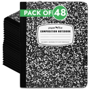 Composition Notebook Wide Ruled Black Marble Pack of 48