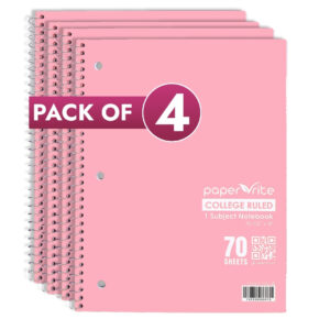 1 Subject Notebook | College Ruled | Pastel Red | Pack of 4