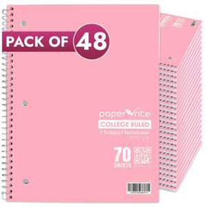 1 Subject Notebook | College Ruled | Pastel Red | Pack of 48