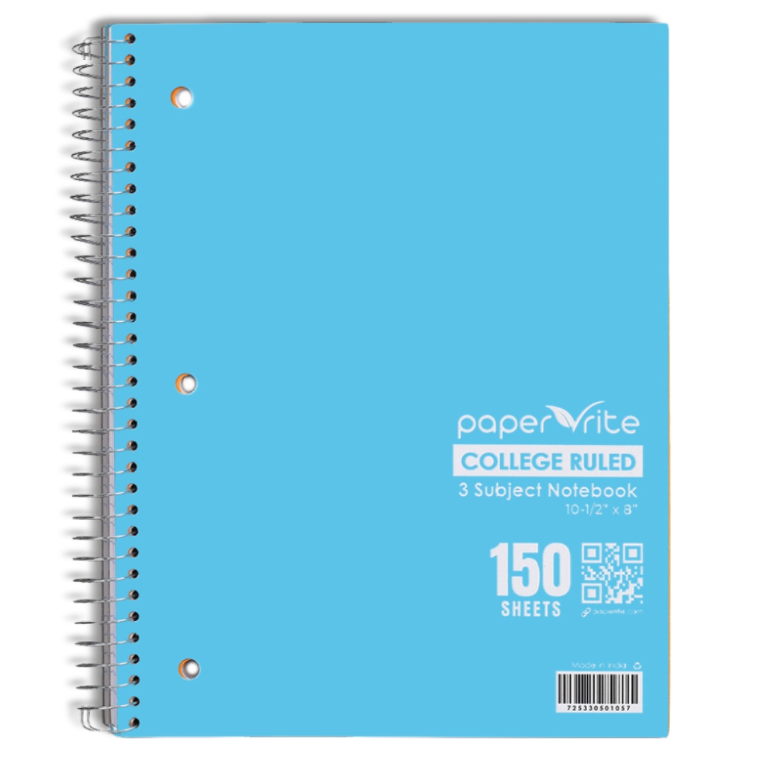 3 Subject Notebook | College Ruled | Pastel Blue | Pack of 1