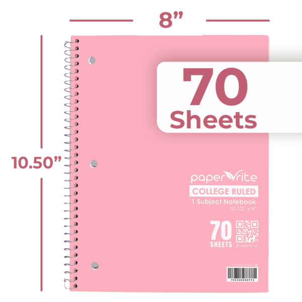 1 Subject Notebook | College Ruled | Pastel Red | Pack of 6 - Image 5