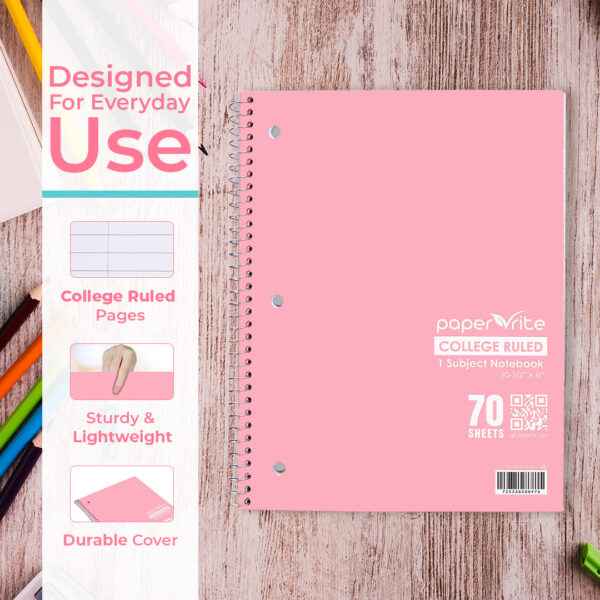 1 Subject Notebook | College Ruled | Pastel Red | Pack of 48 - Image 3