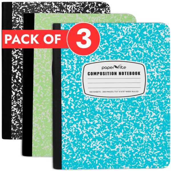 Pappe Rite Paper Rite Marble Composition Notebook Wide Ruled (9.75×7.5 in), 100 ...